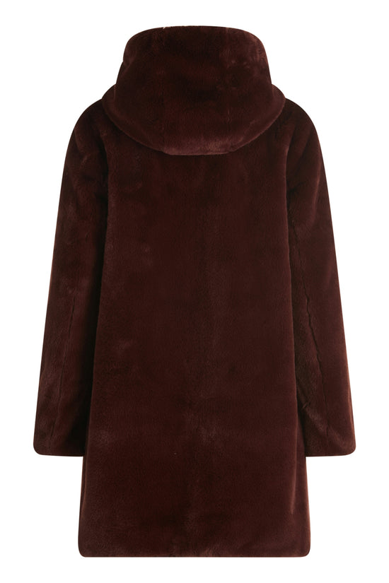 Betty Barclay Burgundy Reversible Coat with Faux Fur & Hood 71761601