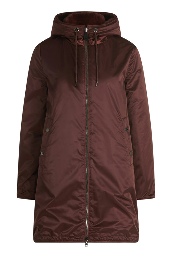 Betty Barclay Burgundy Reversible Coat with Faux Fur & Hood 71761601