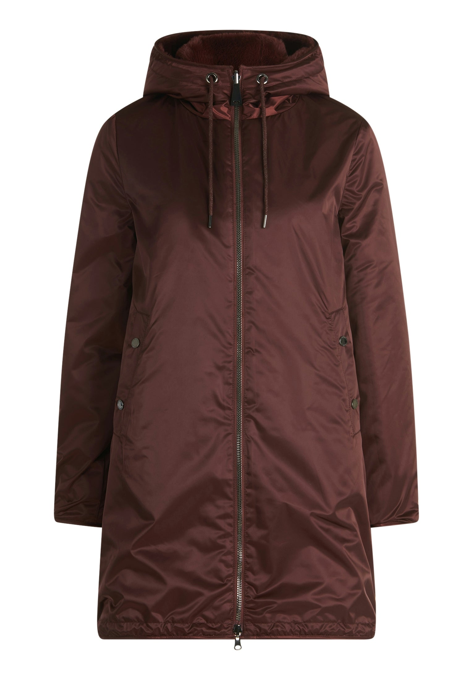 Betty Barclay Burgundy Reversible Coat with Faux Fur & Hood 71761601