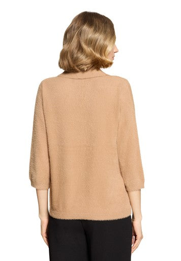 Betty Barclay Beige Fluffy Polo Top 3/4 Sleeve