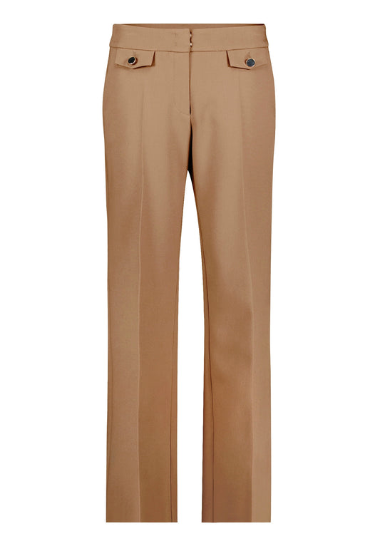 Betty Barclay Beige Straight Leg Trousers with Button Detailing