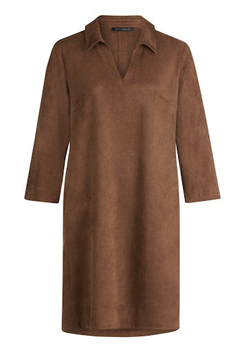 Betty Barclay Coffee Faux Suede Midi Dress