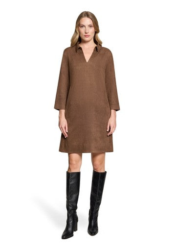 Betty Barclay Coffee Faux Suede Midi Dress