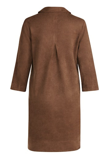 Betty Barclay Coffee Faux Suede Midi Dress