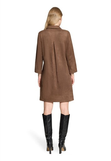 Betty Barclay Coffee Faux Suede Midi Dress