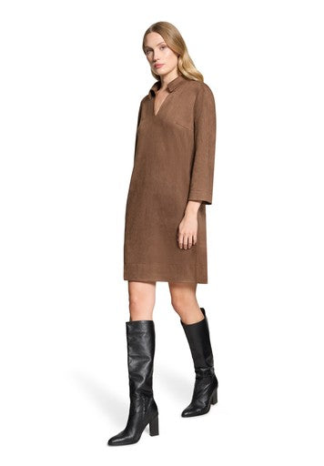 Betty Barclay Coffee Faux Suede Midi Dress