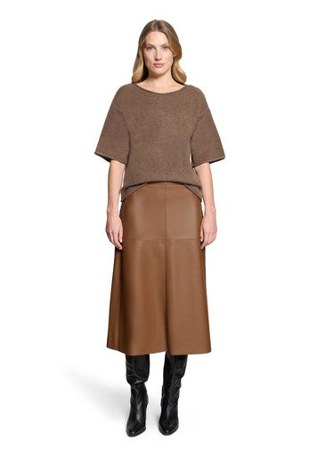 Betty Barclay Coffee Knit Sweater Short Sleeve Round Neck Relaxed Fit
