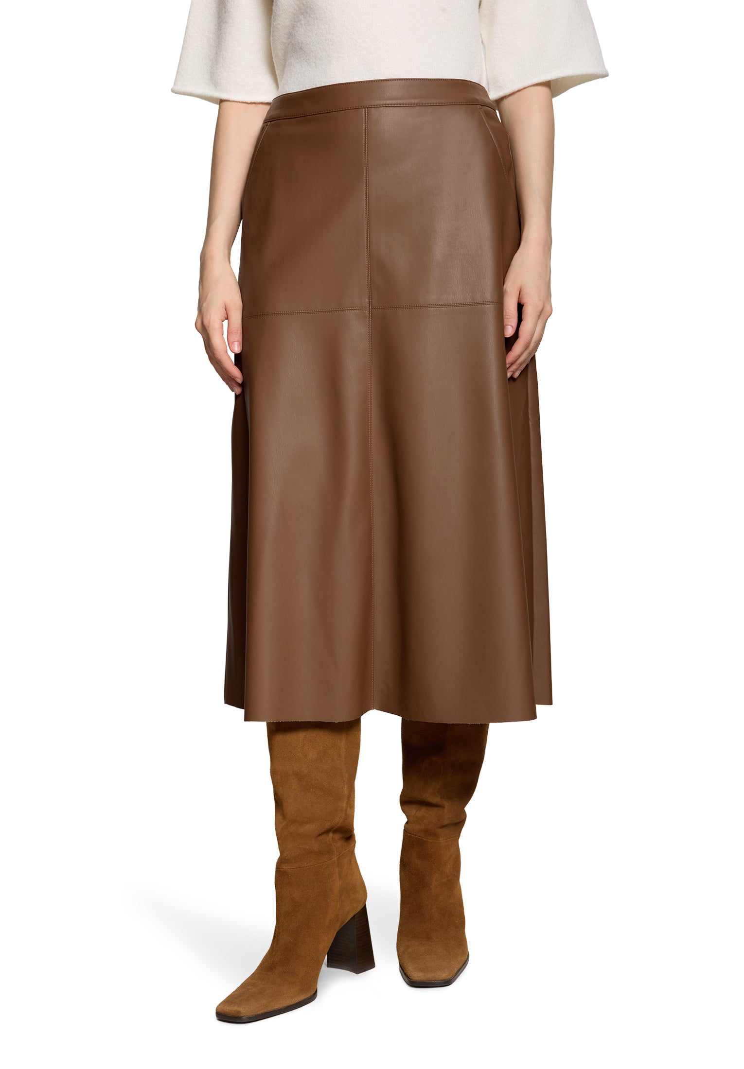 Betty Barclay Coffee Faux Leather Long Skirt 93062738