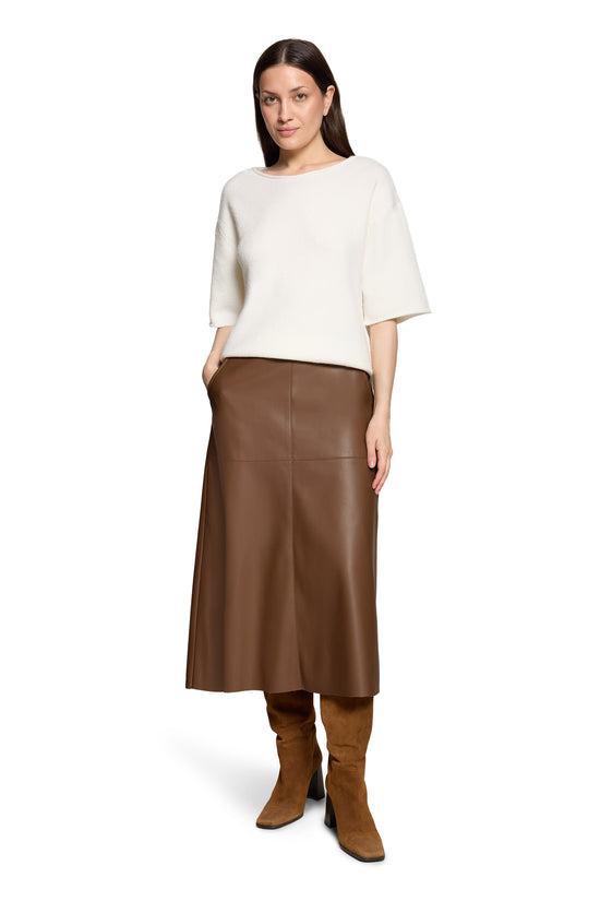 Betty Barclay Coffee Faux Leather Long Skirt 93062738