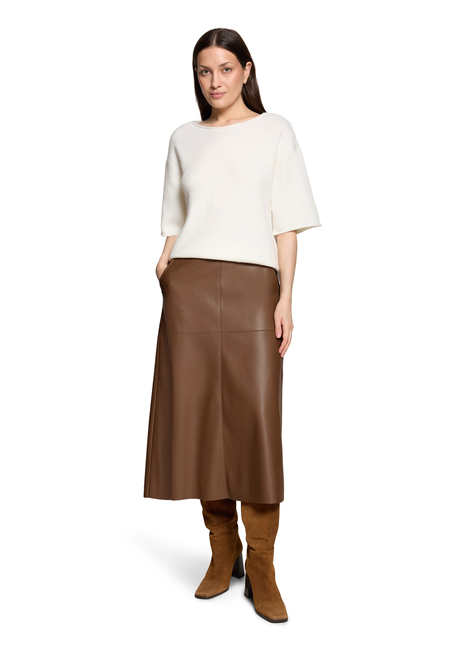 Betty Barclay Coffee Faux Leather Long Skirt 93062738