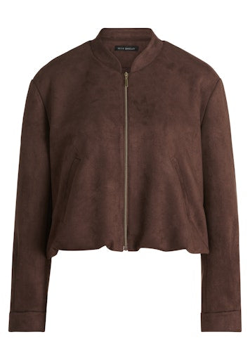 Betty Barclay Muscat Faux Suede Bomber Jacket with Zip Fastening