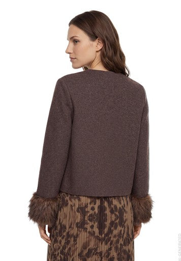Betty Barclay Muscat Knit Jacket with Faux Fur Cuffs