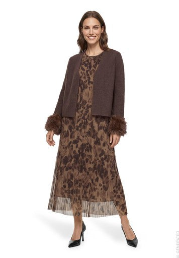 Betty Barclay Muscat Knit Jacket with Faux Fur Cuffs