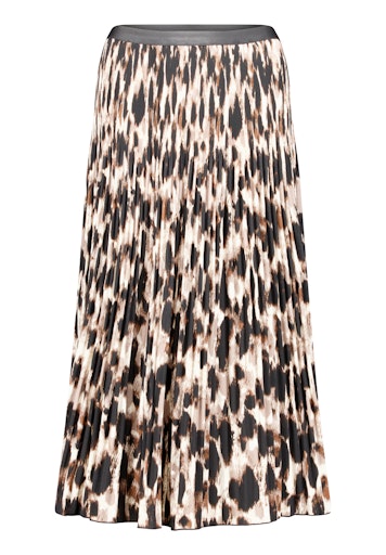 Betty Barclay Brown & Beige Animal Print Pleated Midi Skirt with Elasticated Waist