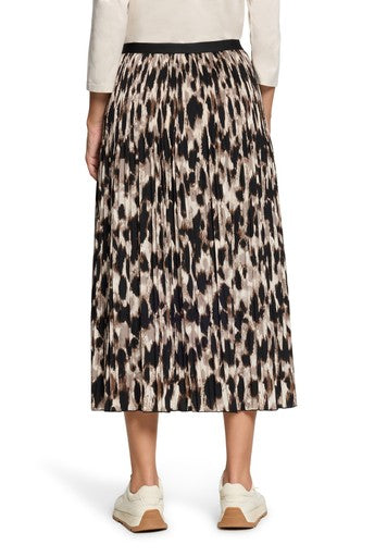 Betty Barclay Brown & Beige Animal Print Pleated Midi Skirt with Elasticated Waist