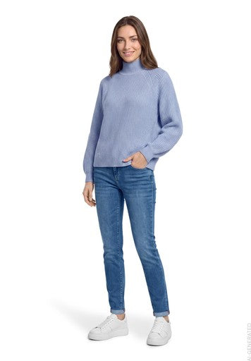 Betty Barclay Blue Lurex Turtleneck Sweater