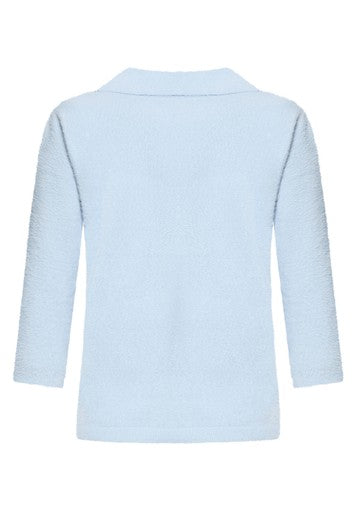 Betty Barclay Blue Fluffy Polo Top 3/4 Sleeve 55032043