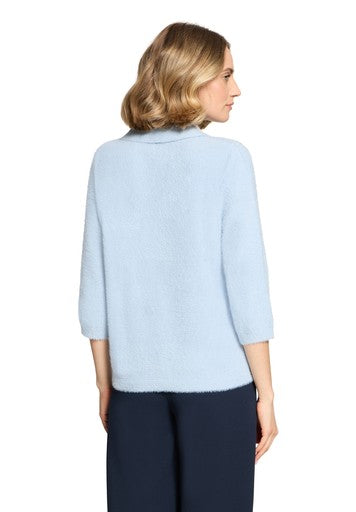 Betty Barclay Blue Fluffy Polo Top 3/4 Sleeve 55032043