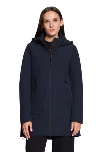 Betty Barclay Dark Blue Padded Jacket with Adjustable Hood & Two-Way Zip