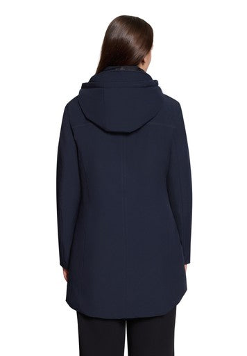 Betty Barclay Dark Blue Padded Jacket with Adjustable Hood & Two-Way Zip