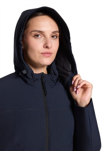 Betty Barclay Dark Blue Padded Jacket with Adjustable Hood & Two-Way Zip