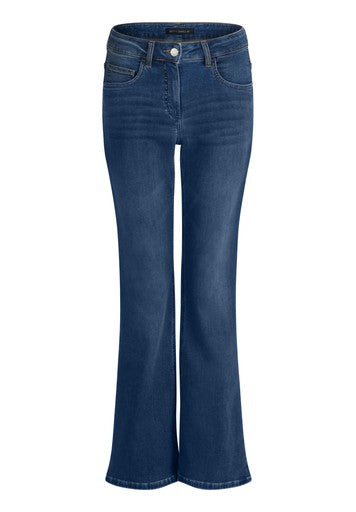 Betty Barclay Dark Denim Flared Leg Jeans in a Vintage Wash & Five Pockets