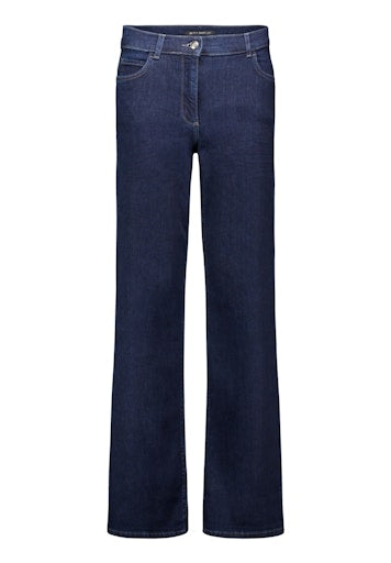 Betty Barclay Dark Denim Slim Fit Jeans with Mid-Rise in Vintage Stone Wash