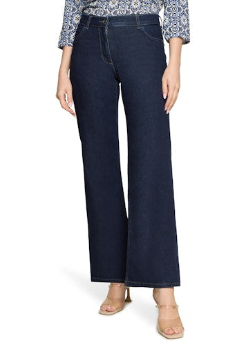 Betty Barclay Dark Denim Slim Fit Jeans with Mid-Rise in Vintage Stone Wash