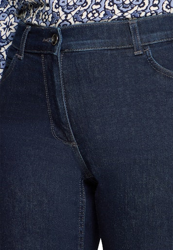 Betty Barclay Dark Denim Slim Fit Jeans with Mid-Rise in Vintage Stone Wash