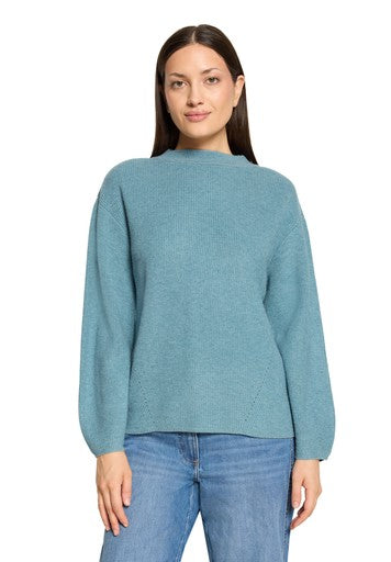 Betty Barclay Smoky Mint Melange Stand-Up Collar Sweater