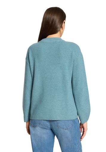 Betty Barclay Smoky Mint Melange Stand-Up Collar Sweater