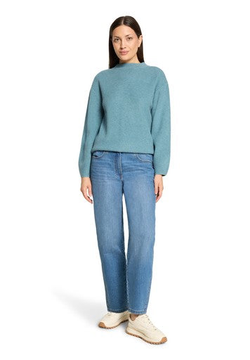 Betty Barclay Smoky Mint Melange Stand-Up Collar Sweater