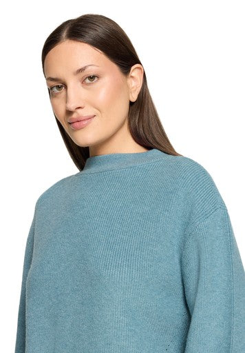 Betty Barclay Smoky Mint Melange Stand-Up Collar Sweater