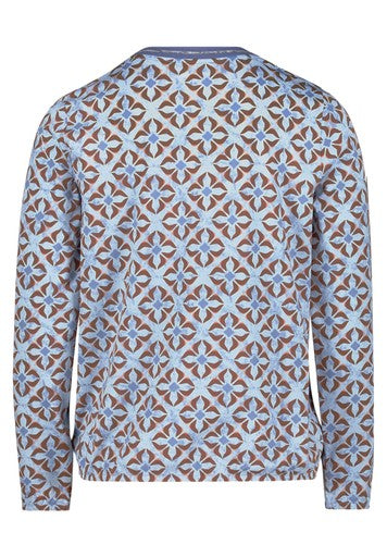 Betty Barclay Blue & Brown Graphic Print V Neck Jersey Top