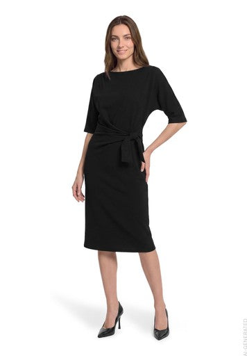 Betty Barclay Black Fitted Turtleneck Knee Length Dress