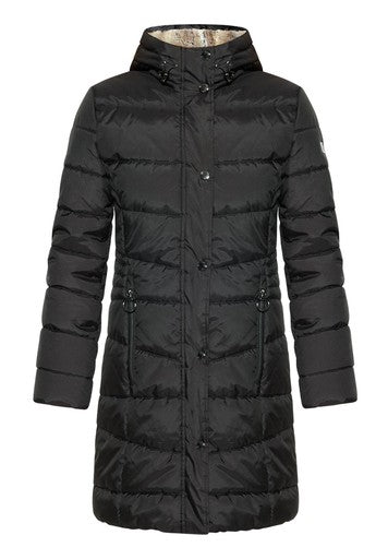 Betty Barclay Black Padded Hooded Coat Figure-Skimming Fit, Two-Way Zip