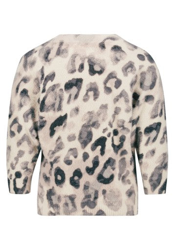 Betty Barclay Grey & Beige Animal Print V-Neck Sweater