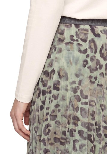 Betty Barclay Grey & Beige Animal Print Pleated Midi Skirt