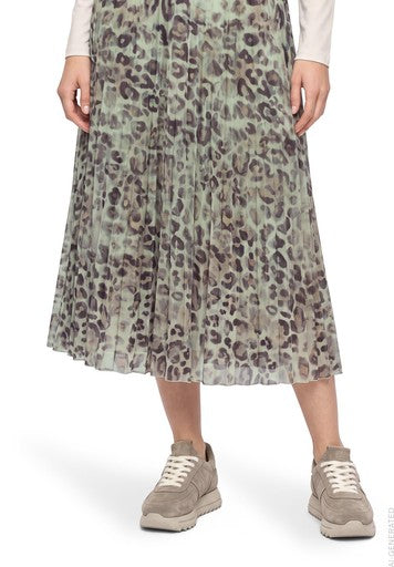 Betty Barclay Grey & Beige Animal Print Pleated Midi Skirt