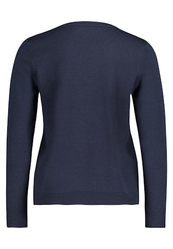 Betty Barclay Dark Blue Crew Neck Knit Sweater in Soft Viscose Blend