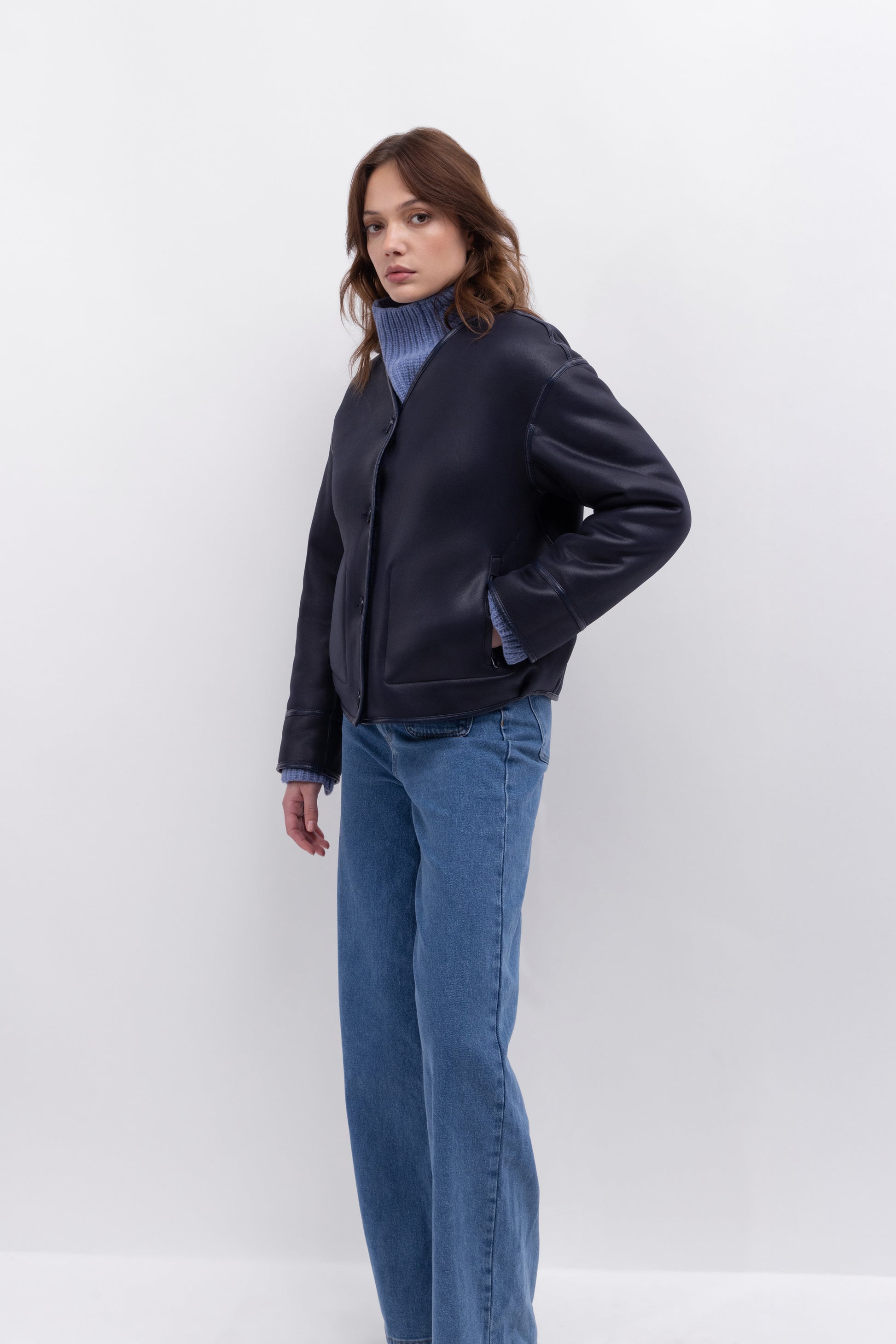 Urbancode collarless reversible coat BJ20010