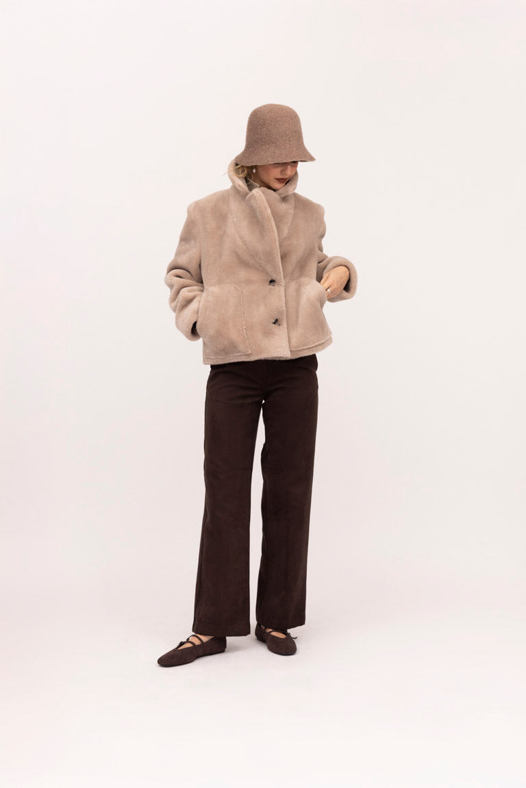 Urbancode Beige & Brown Reversible Faux Shearling Jacket