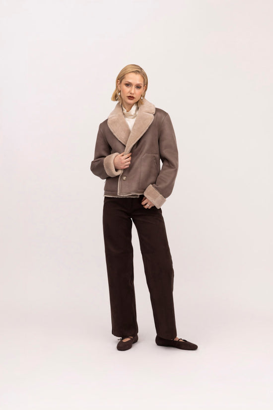 Urbancode Beige & Brown Reversible Faux Shearling Jacket