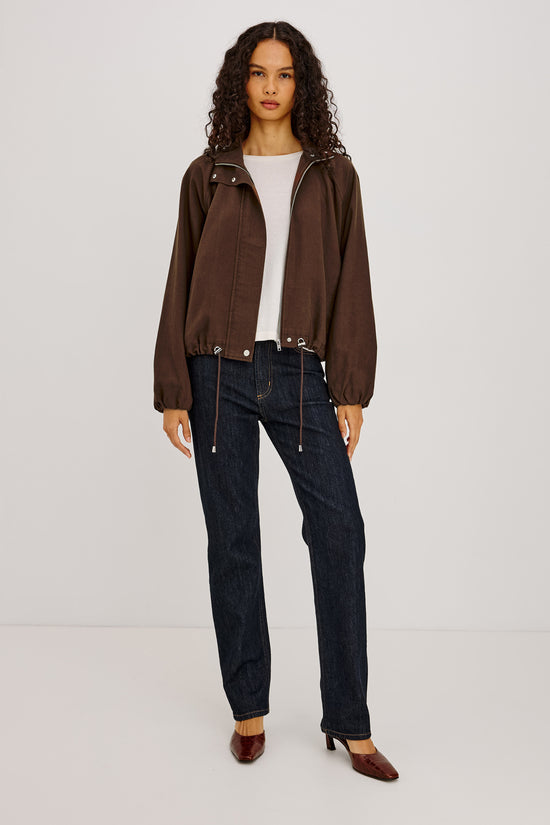 Rails Espresso Relaxed Oversized Funnel Neck Jacket 