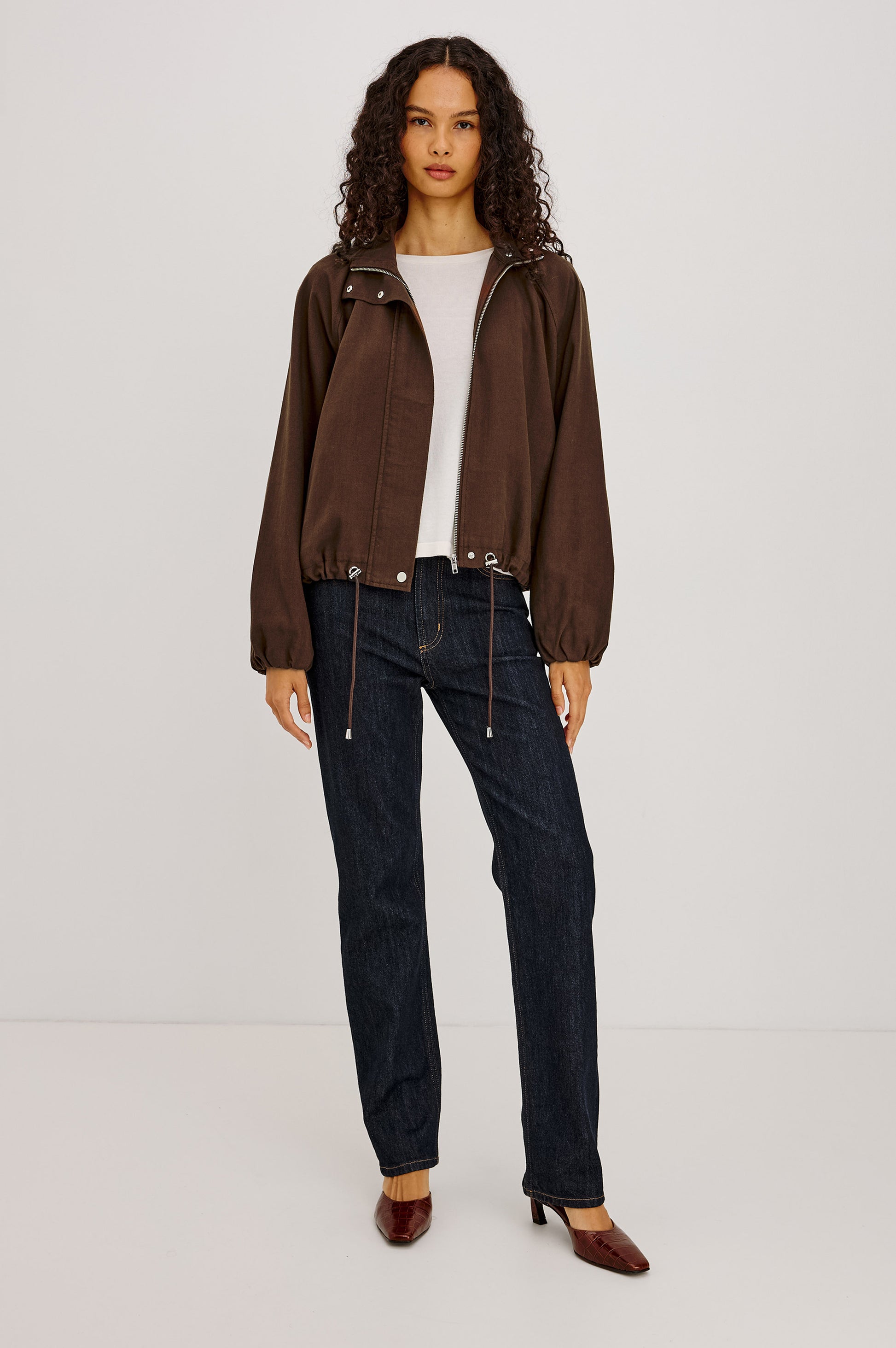 Rails Espresso Relaxed Oversized Funnel Neck Jacket 