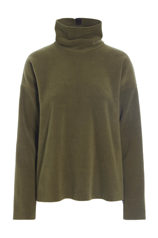 Henriette Steffensen Moss Green High Neck Fleece Top