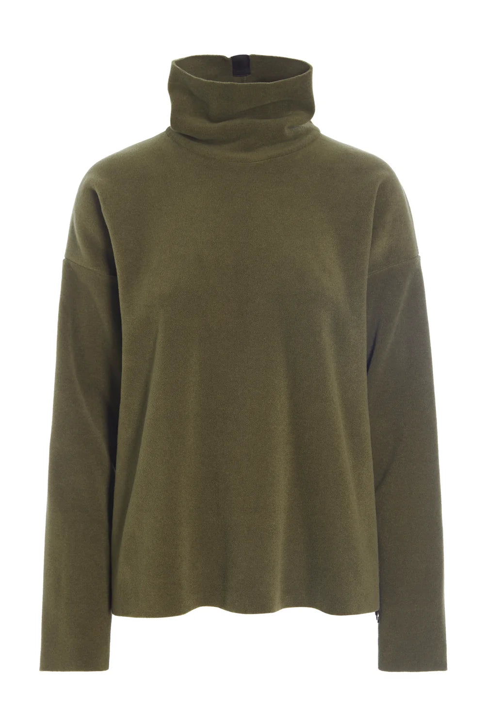 Henriette Steffensen Moss Green High Neck Fleece Top