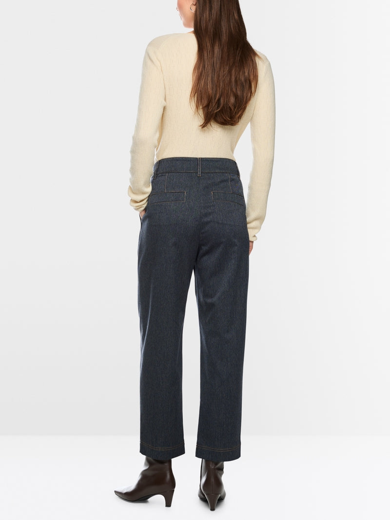 Marc Cain Navy WELS Wide Fit Pleated Trousers