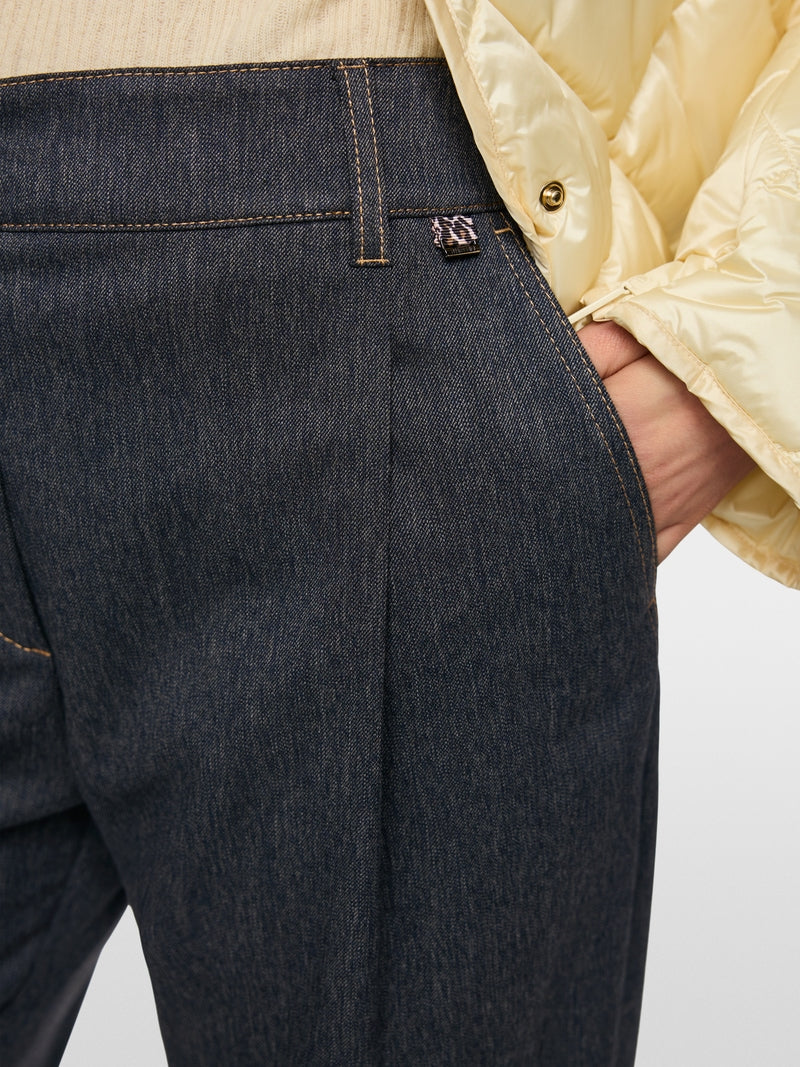 Marc Cain Navy WELS Wide Fit Pleated Trousers