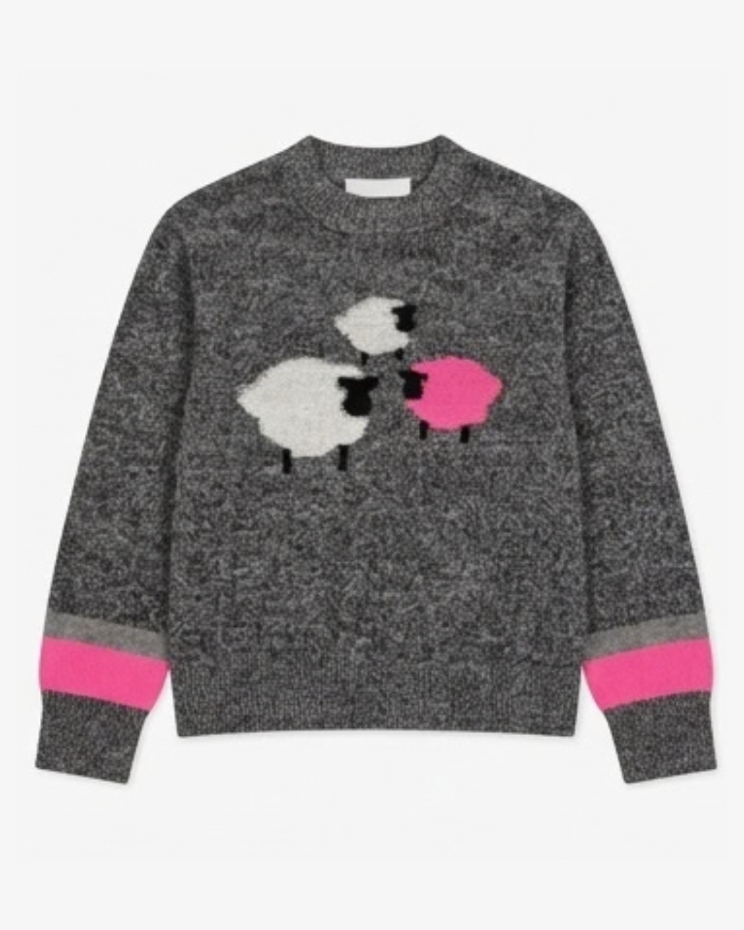 Brodie White & Black Cashmere Sheep Sweater – Herdwick Sheep Crew Neck Knit